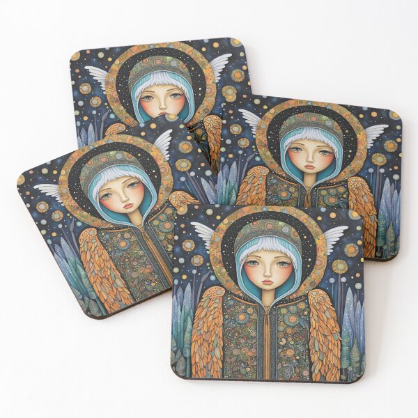 Item preview, Angel with wings wearing a hoodie illuminating the night Forest designed and sold by Colin Bentham.