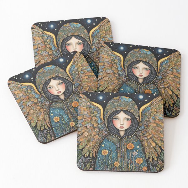 Item preview, Angel with wings wearing a hoodie illuminating the night Forest designed and sold by Colin Bentham.