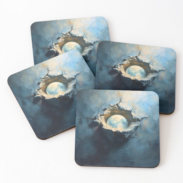 Item preview, Lunar Core: Modern Abstract Impasto Moon Emerging from Cracked Wall Art designed and sold by Cozyartsss.