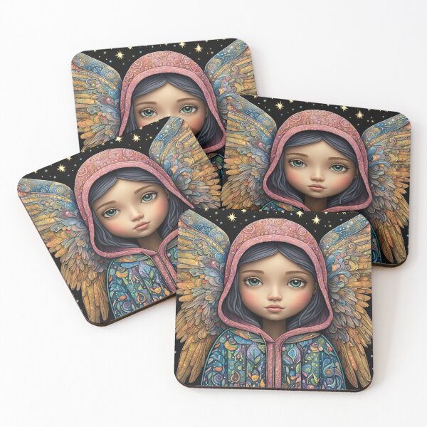 Item preview, Angel with wings wearing a hoodie illuminating the night Forest designed and sold by Colin Bentham.