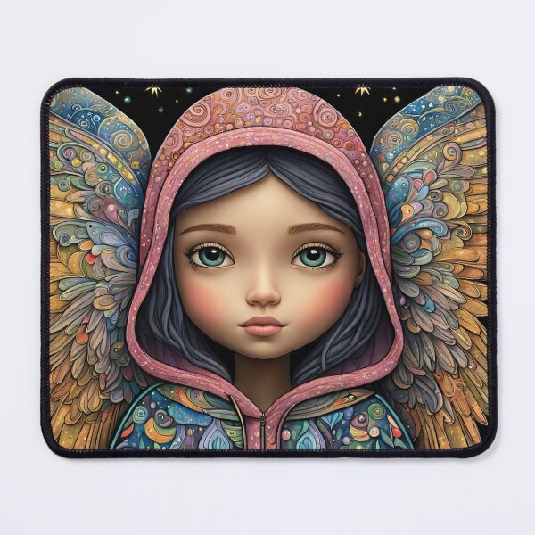 Item preview, Angel with wings wearing a hoodie illuminating the night Forest designed and sold by Colin Bentham.