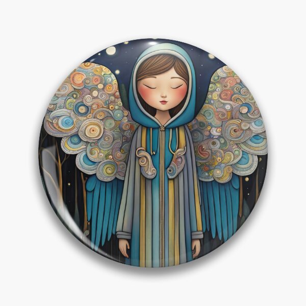 Item preview, Angel with wings wearing a hoodie illuminating the night Forest designed and sold by Colin Bentham.