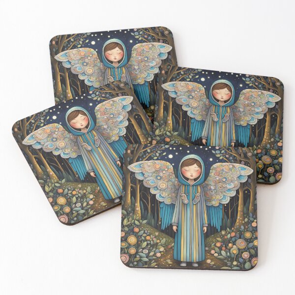 Item preview, Angel with wings wearing a hoodie illuminating the night Forest designed and sold by Colin Bentham.