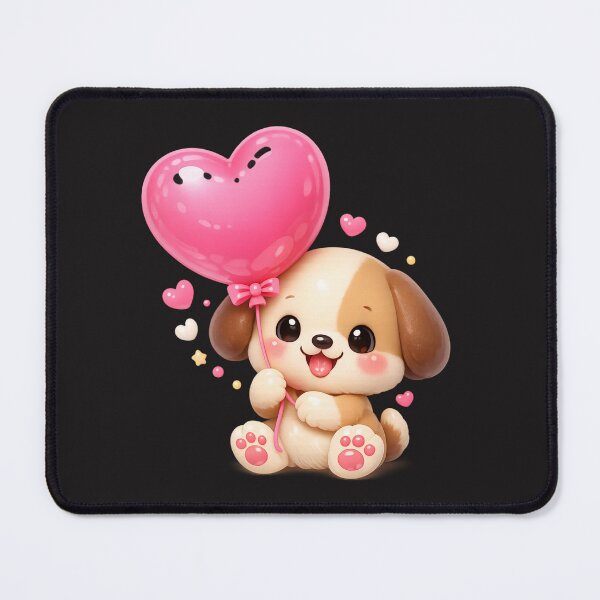 Item preview, Cute Puppy Holding Heart Balloon | Kawaii Valentine's Day Art designed and sold by Moons Studio.