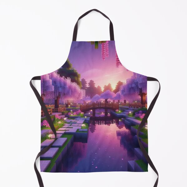 Item preview, Minecraft world, Japanese garden, cherry blossom trees, Japan, gaming, blue sky, pixel art, blocky digital landscape designed and sold by Sugar Wisdom .