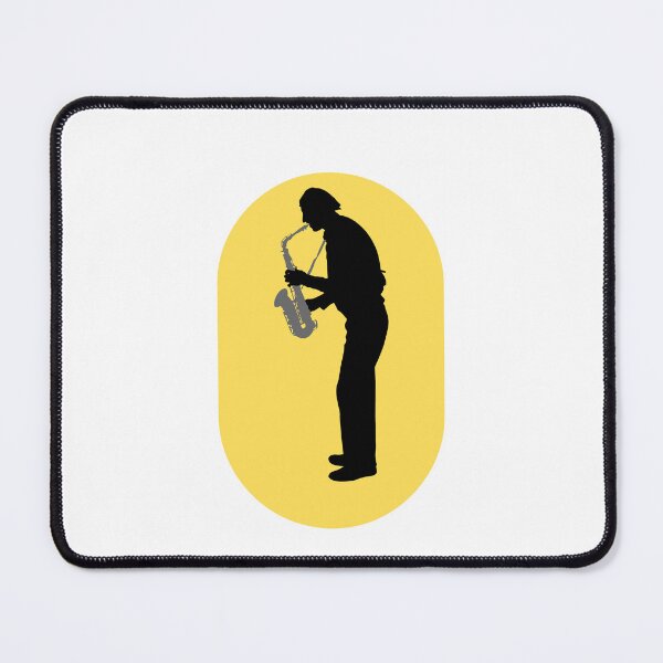 Item preview, Vintage Jazz Sax Silhouette Musician Poster Yellow Oval designed and sold by Like it.