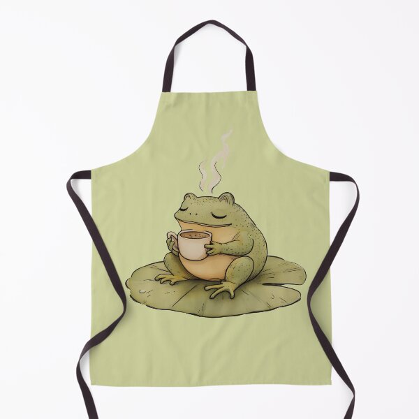 Item preview, kawaii frog drinking coffee on a lily pad designed and sold by xiao xuans.