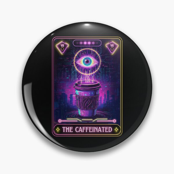 Item preview, The Caffeinated Tarot Card | Neon Glitch Sci-Fi Coffee Art designed and sold by JB-designstudio.