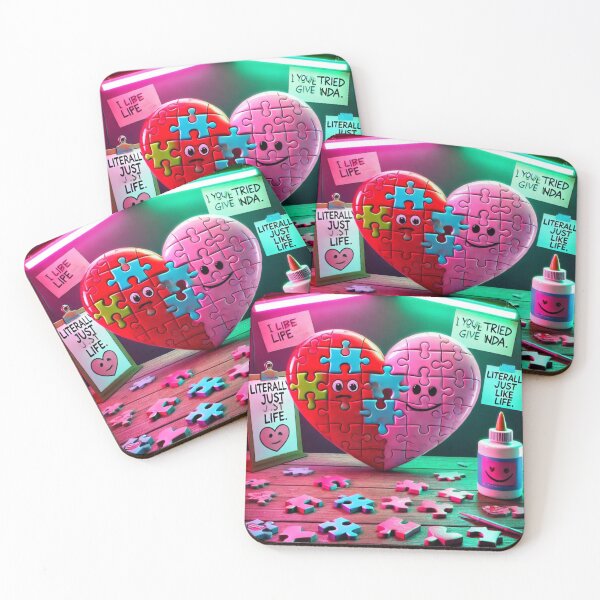 Item preview, Puzzle Heart – Literally Just Life (Neon) designed and sold by ComedyInkFactor.