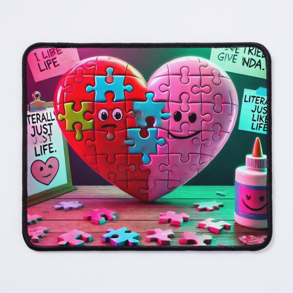 Item preview, Puzzle Heart – Literally Just Life (Neon) designed and sold by ComedyInkFactor.