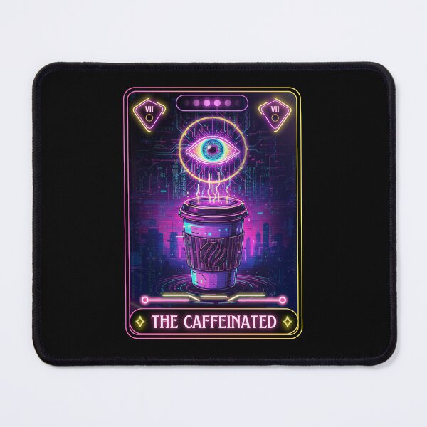 Item preview, The Caffeinated Tarot Card | Neon Glitch Sci-Fi Coffee Art designed and sold by JB-designstudio.