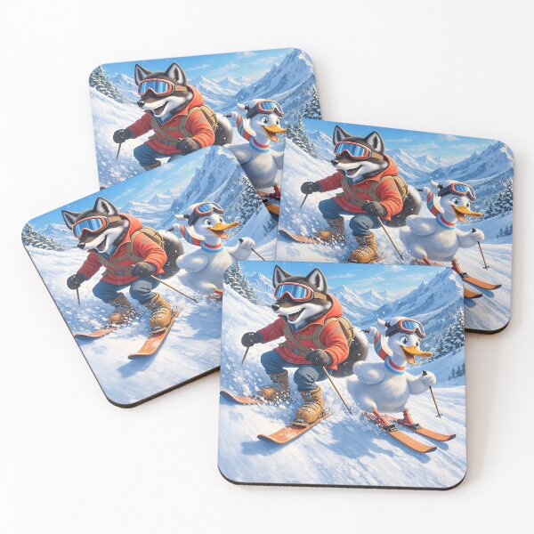 Item preview, Ski Ya Later Funny Skiing Wolf and Duck Winter Sports Pun  Graphic T-shirt designed and sold by ZyxDes.