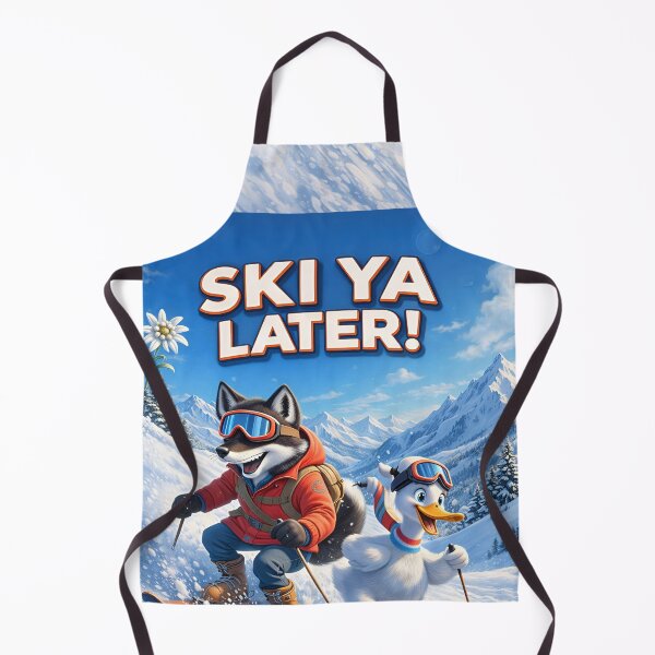 Item preview, Ski Ya Later Funny Skiing Wolf and Duck Winter Sports Pun Graphic T-shirt designed and sold by ZyxDes.