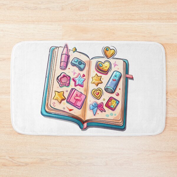Item preview, Kawaii Sticker Journal Saint Valentine's Day - Cute Open Notebook with Hearts Stars Bow Art Print designed and sold by DesignArtist.ia.