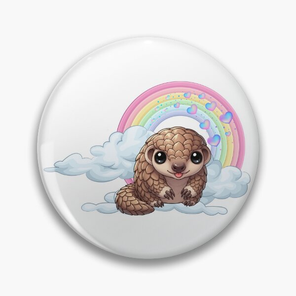 Item preview, Friendly Pangolin - Cute Brown Pangolin on a Cloud with Rainbow designed and sold by Love3Happy.
