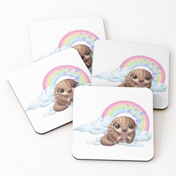 Item preview, Friendly Pangolin - Cute Brown Pangolin on a Cloud with Rainbow designed and sold by Love3Happy.