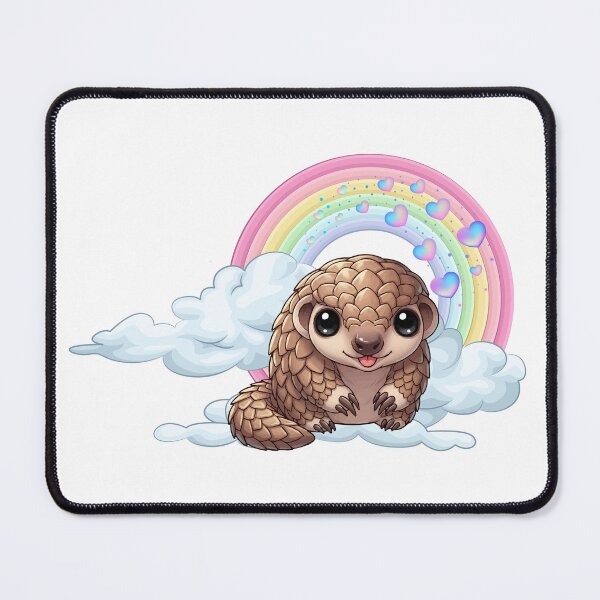 Item preview, Friendly Pangolin - Cute Brown Pangolin on a Cloud with Rainbow designed and sold by Love3Happy.