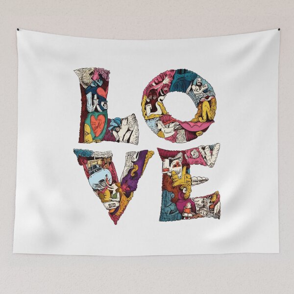 Item preview, Psychedelic LOVE Typography Saint Valentine's Day - Surreal Doodle Filled Heart Art Print designed and sold by DesignArtist.ia.