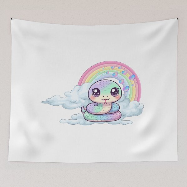 Item preview, Snake - Cute Colorful Snake on a Cloud with Rainbow designed and sold by Love3Happy.