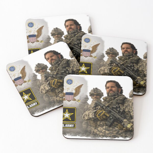 Item preview, U.S. Army soldier in action – Patriotic military motif with coat of arms and emblem designed and sold by Sascha-Heiko.
