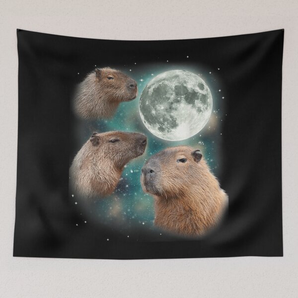 Item preview, 3 Capybara Moon Giant Rodents Weird Howling Parody Art for Men Women Kids , Capybara Gift Lover  designed and sold by DZIRI NAJAT.