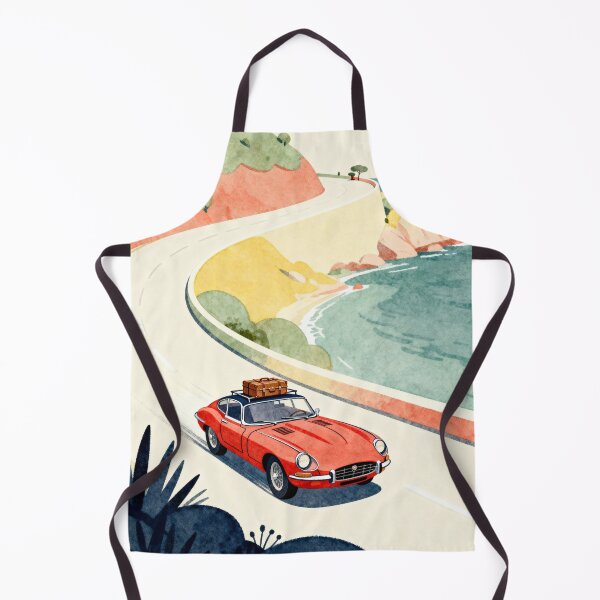 Item preview, Coastal Escape - Vintage European Roadster Watercolor Art designed and sold by HappySproutArt.