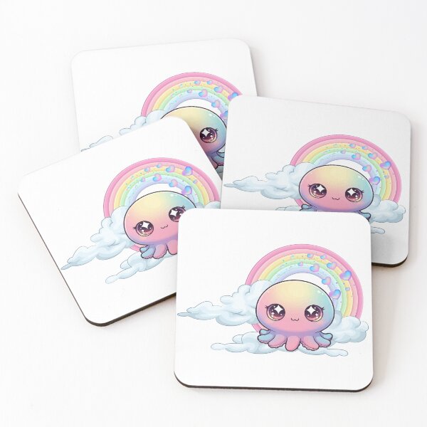 Item preview, Octopus - Cute Colorful Octopus on Clouds with Rainbow designed and sold by Love3Happy.