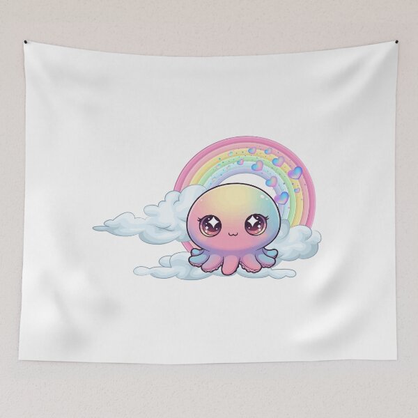 Item preview, Octopus - Cute Colorful Octopus on Clouds with Rainbow designed and sold by Love3Happy.