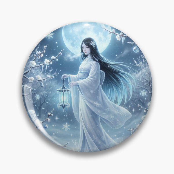 Item preview, Moon Snow Spirit – Gentle Winter Goddess Illustration | Mori no Akari Series designed and sold by Mori-no-Akari.
