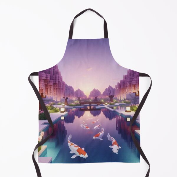 Item preview, Minecraft world, Japanese garden, cherry blossom trees, Japan, gaming, blue sky, pixel art, blocky digital landscape designed and sold by Sugar Wisdom .