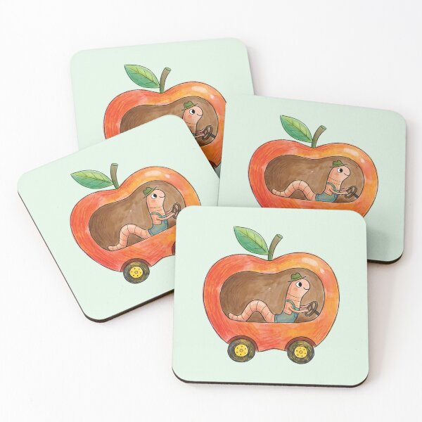 Item preview, Vintage Style Worm in apple car retro designed and sold by andromeda-redd.
