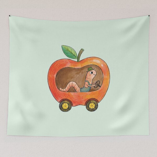 Item preview, Vintage Style Worm in apple car retro designed and sold by andromeda-redd.