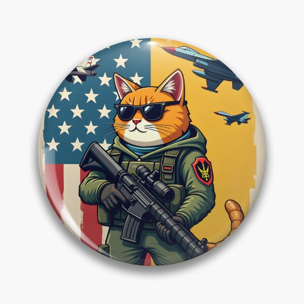 Item preview, Ukrainian cat with flags in the war, cat soldier and US F-16 designed and sold by pixeldizajn.