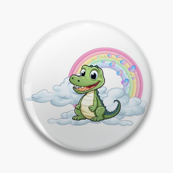 Item preview, Smiling Alligator - Cute Green Alligator on a Cloud with Rainbow designed and sold by Love3Happy.