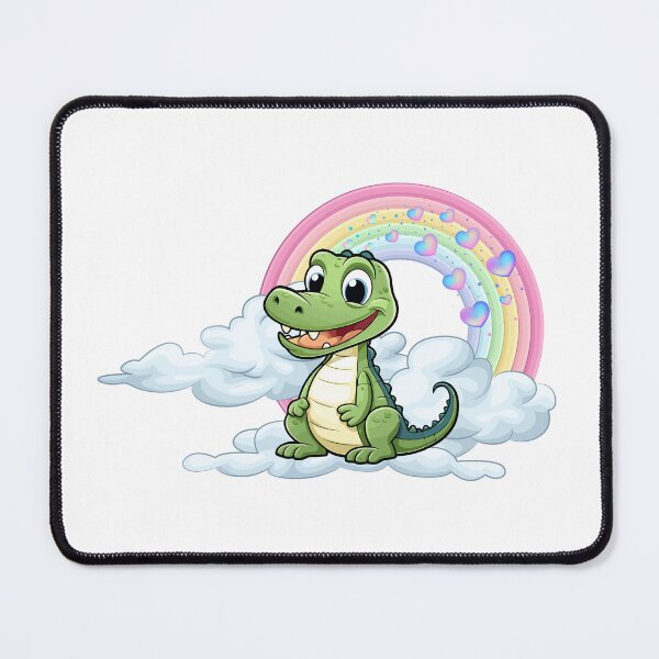 Item preview, Smiling Alligator - Cute Green Alligator on a Cloud with Rainbow designed and sold by Love3Happy.