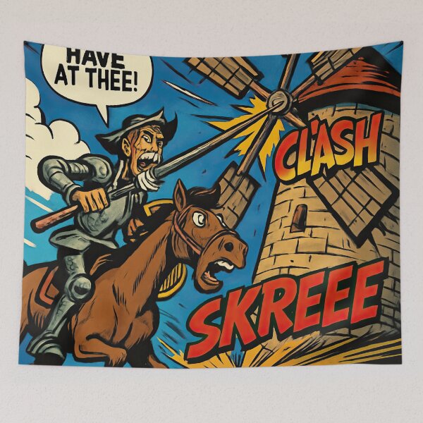 Item preview, Don Quixote attacking the windmill | Comics stylCartoone -  designed and sold by ComicsFactory.