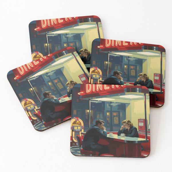 Item preview, Last Cup of Neon – Melancholy 1950s Diner Art designed and sold by MooLaLa.Store.