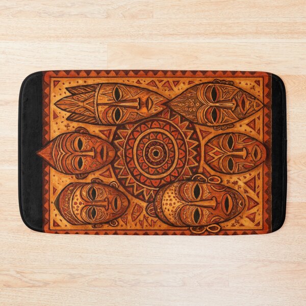 Item preview, Tribal African Masks Pattern – Ethnic Folk Art Illustration designed and sold by myforestfog.