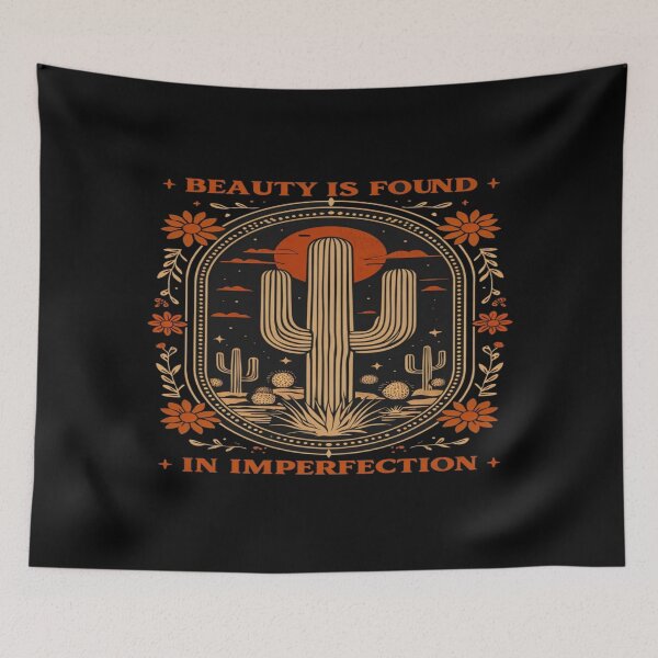 Item preview, "Beauty in Imperfection – Bold Desert Cactus Art with Floral Frame & Sunset for Nature Lovers" designed and sold by Bright Nest Studio.