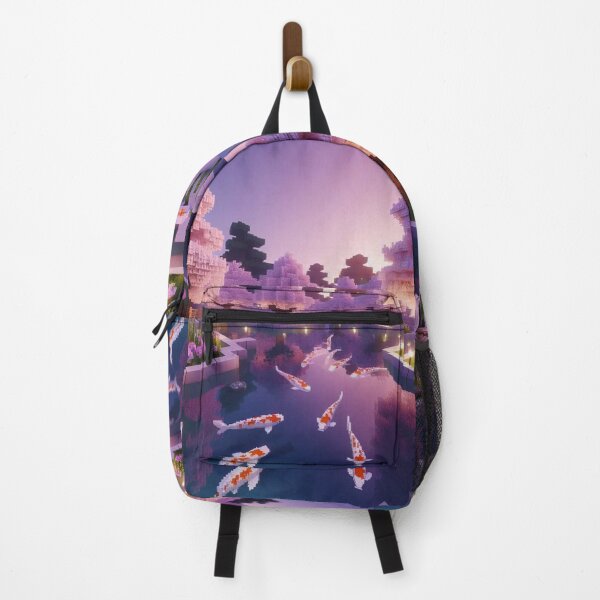 Item preview, Minecraft world, Japanese garden, cherry blossom trees, Japan, gaming, blue sky, pixel art, blocky digital landscape designed and sold by Sugar Wisdom .