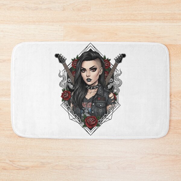 Item preview, Queen of Rock: Neo-Traditional Hard Rock Tattoo Portrait and Guitars designed and sold by CHRIST5000.