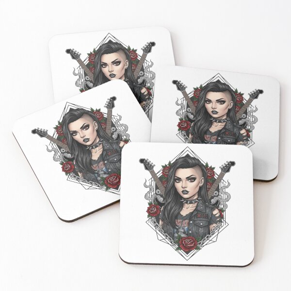 Item preview, Queen of Rock: Neo-Traditional Hard Rock Tattoo Portrait and Guitars designed and sold by CHRIST5000.