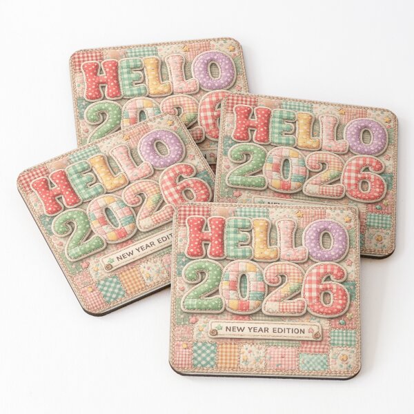 Item preview, Hello 2026 Patchwork Quilt Style Art – Cozy New Year Vibes designed and sold by POD DYNASTY.