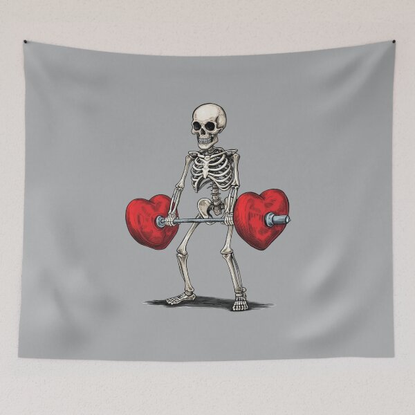 Item preview, Skeleton Weightlifter Strong Love designed and sold by Zakrytos ★★★★★.