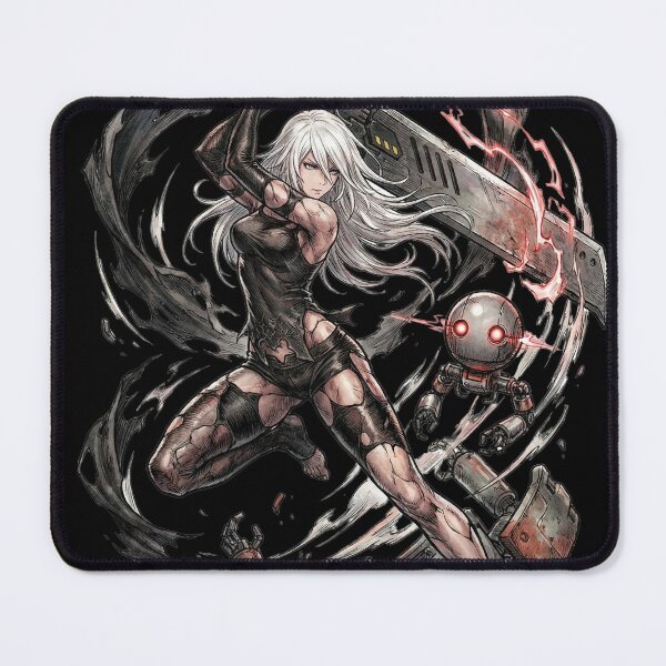 Item preview, A2 Nier Automata Prototype T-Shirt | White Hair Black Dress Sword Fighter designed and sold by Senpaiwaves.