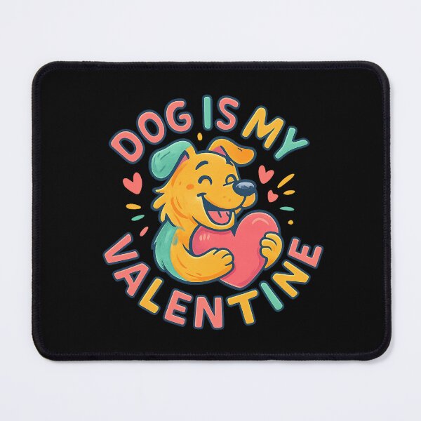 Item preview, Dog Is My Valentine - Cute Pastel Cartoon Dog Hugging Heart designed and sold by MKreative Studio.