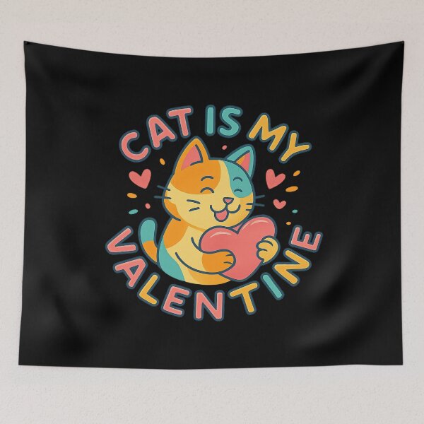 Item preview, Cat Is My Valentine - Cute Cartoon Cat Hugging Heart designed and sold by MKreative Studio.