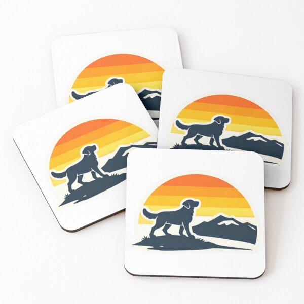 Item preview, Retro Sunrise Labrador – Minimal Mountain Outdoor Badge designed and sold by PawPrintCustom.