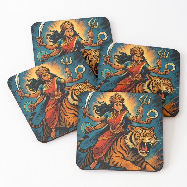 Item preview, Durga, Hindu Supreme Goddess, riding a tiger | Comics stylCartoone -  designed and sold by ComicsFactory.