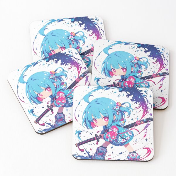 Item preview, Chibi Katana Girl with Spirit Dragon | Colorful Anime-Inspired Warrior designed and sold by Dyan4.